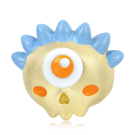 Colorful Dinosaur Monster Skull Head Frosted Silver Pendant