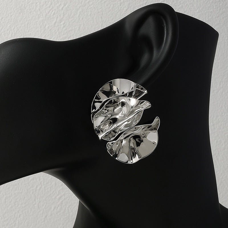 Chic Metal Pleated Women's Earrings - Vienna Verve Collection