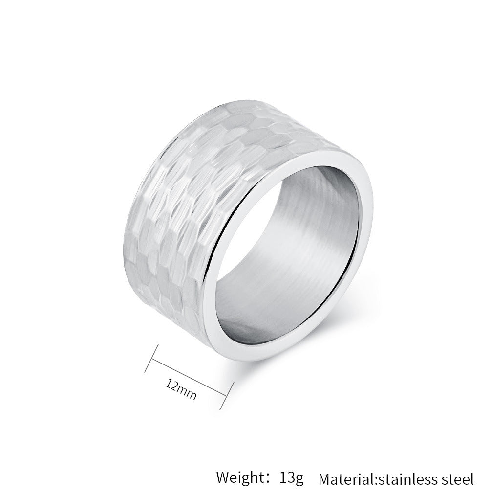 Planderful Titanium Steel Ring For Men With Honeycomb Concave Convex Pattern Bold Durable Modern Jewelry For Him