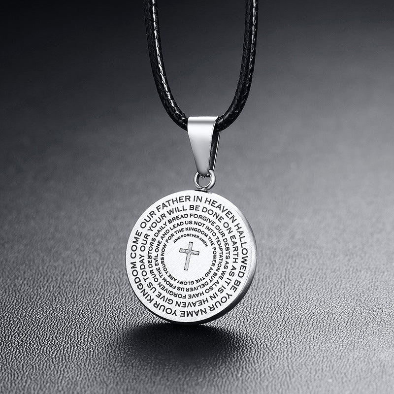 Stainless Steel Corrosion Round Brand Pendant Men's Necklace