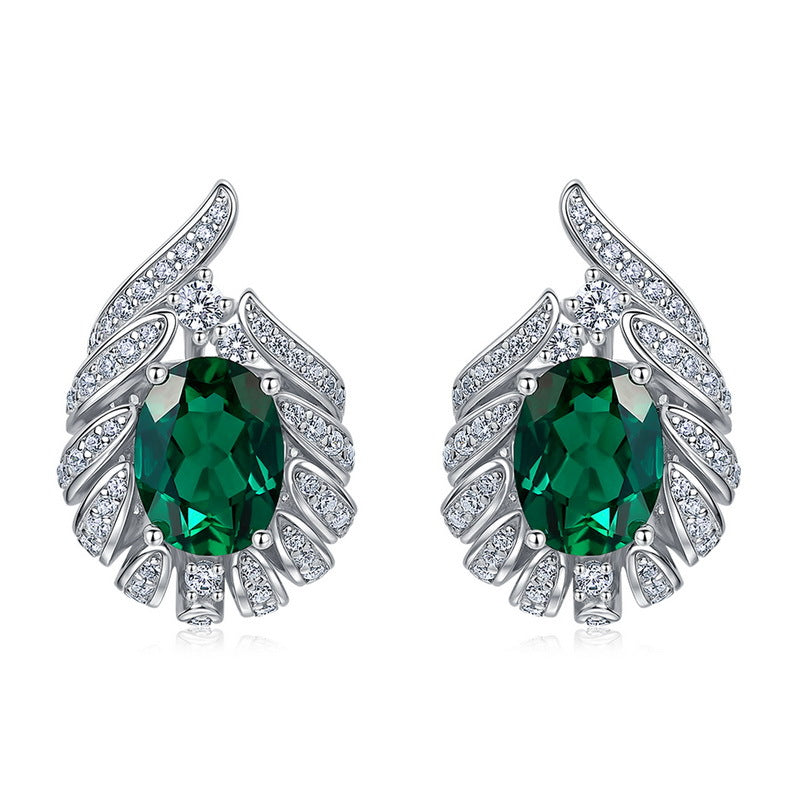 S925 Sterling Silver Lab-Grown Emerald Signature Stud Earrings