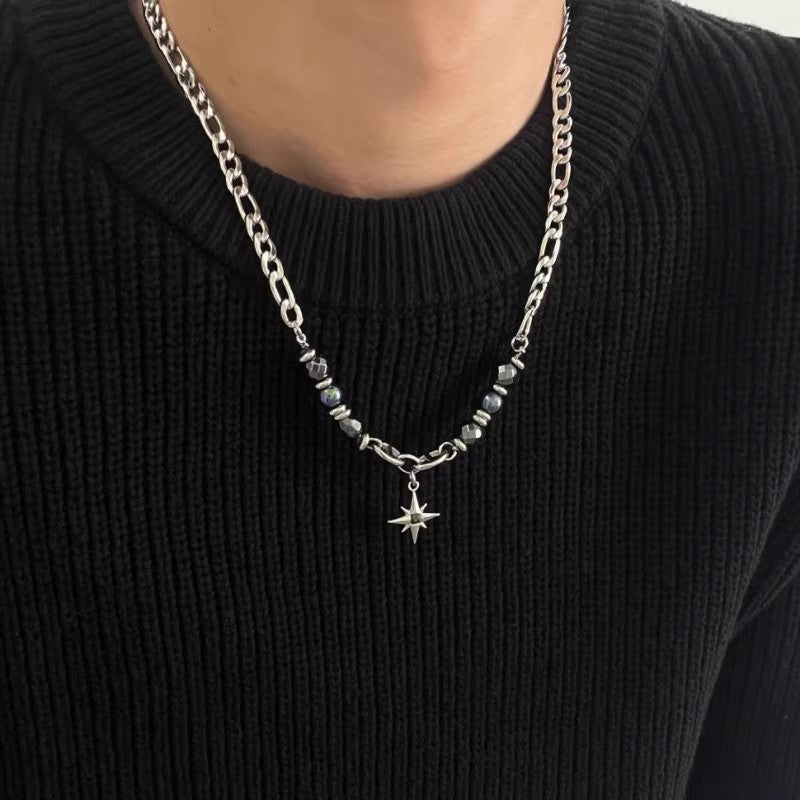 Planderful Jewelry Octagram Necklace Titanium Steel Men Women Unisex Modern Design