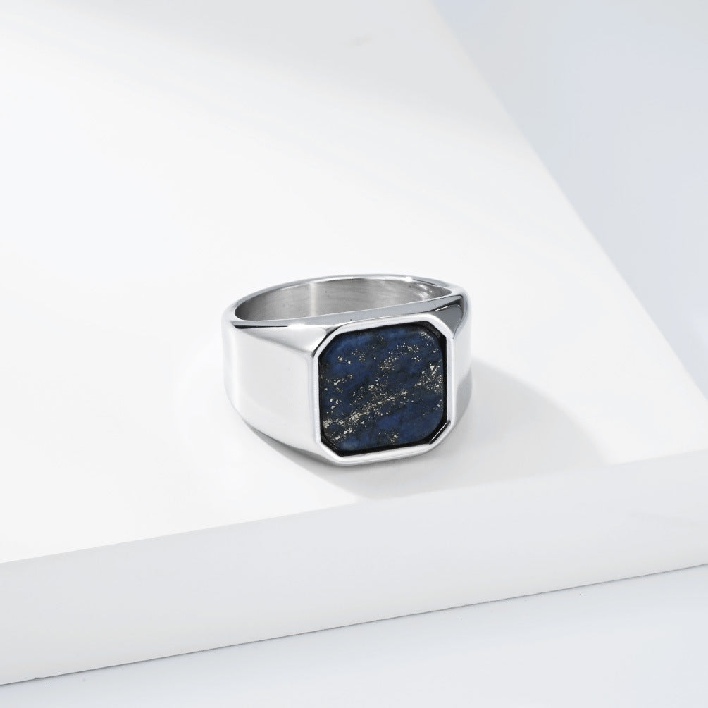 Unisex Titanium Steel Gemstone Ring By Planderful Everyday Genie For Fashion Forward Adults