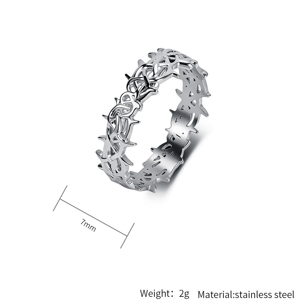Planderful Titanium Steel Ring With 18K Gold Plating Hollow Spike Tail Unisex Retro Jewelry For Trendsetters