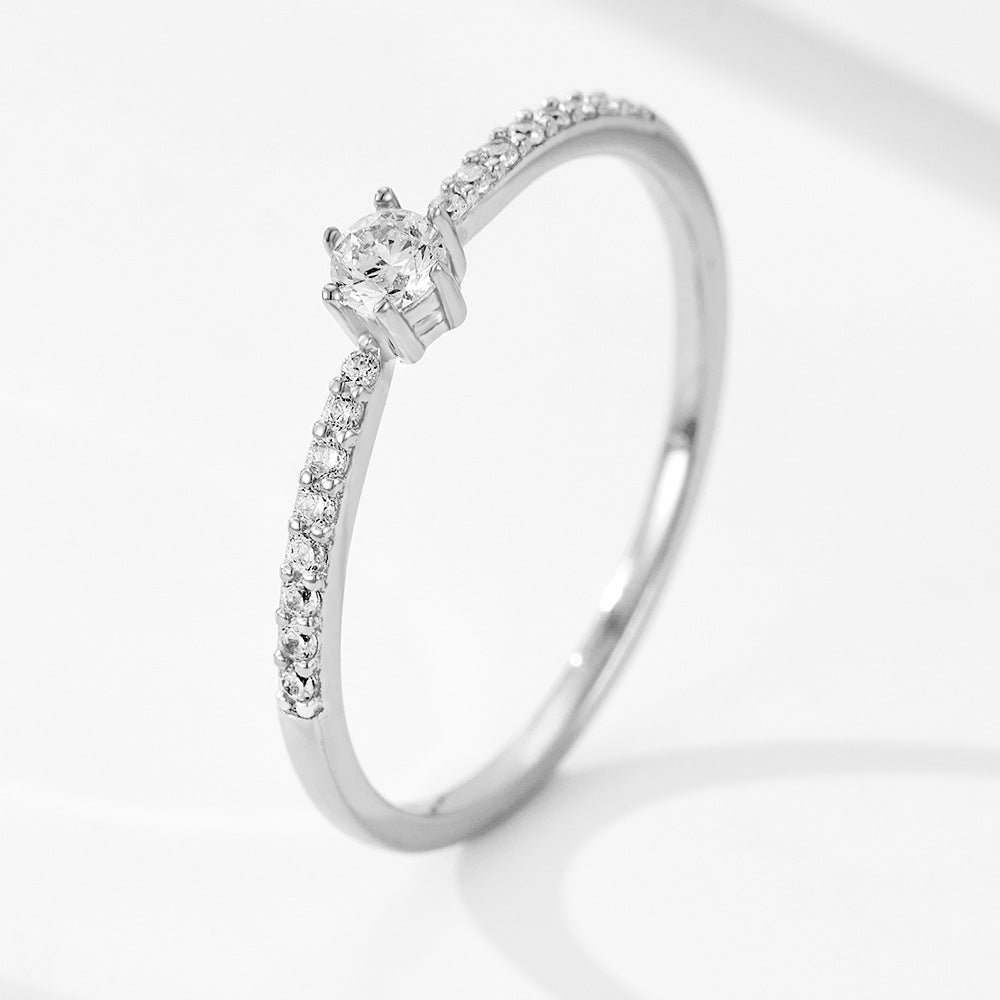 Planderful S925 Sterling Silver Six Claw Zircon Ring For Women Sparkling Everyday Genie Jewelry