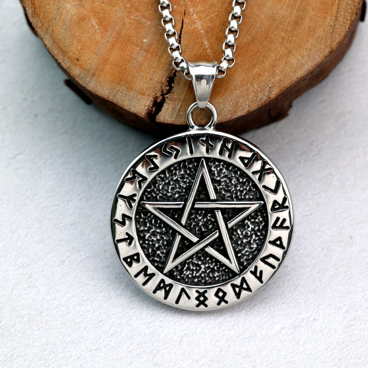 Viking Pendant Necklace Titanium Steel Five Pointed Star For Men Bold Durable Planderful Norse Legacy