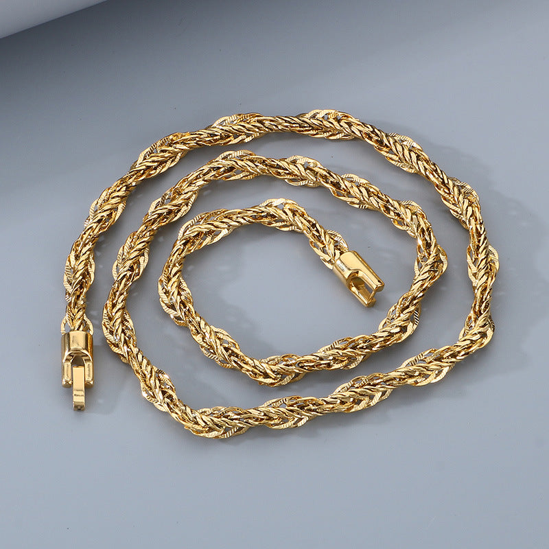 Hip-Hop Design Buckle Twist Cord Chain Men's Stainless Steel Twisted Chain Accessory For Necklace