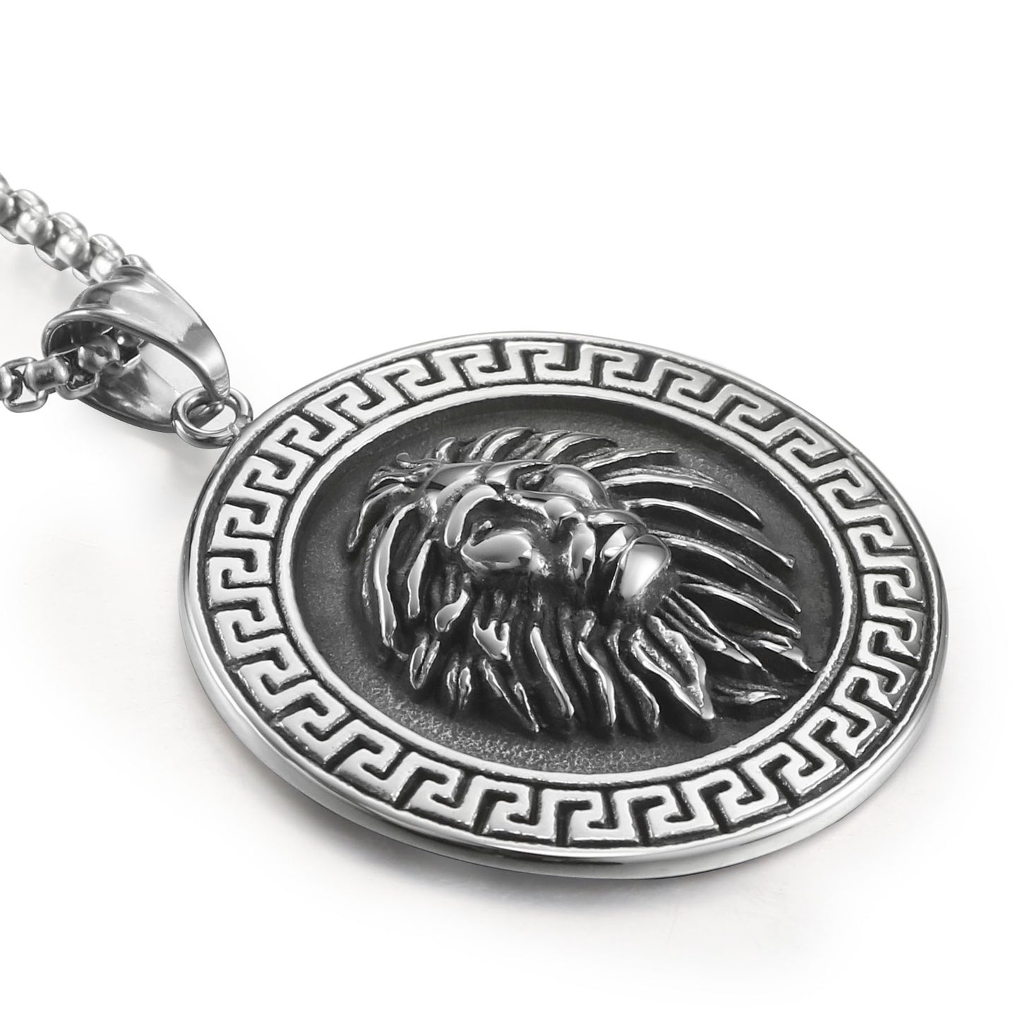 Titanium Steel Lion Head Pendant for Men - Retro European and American Design Jewelry