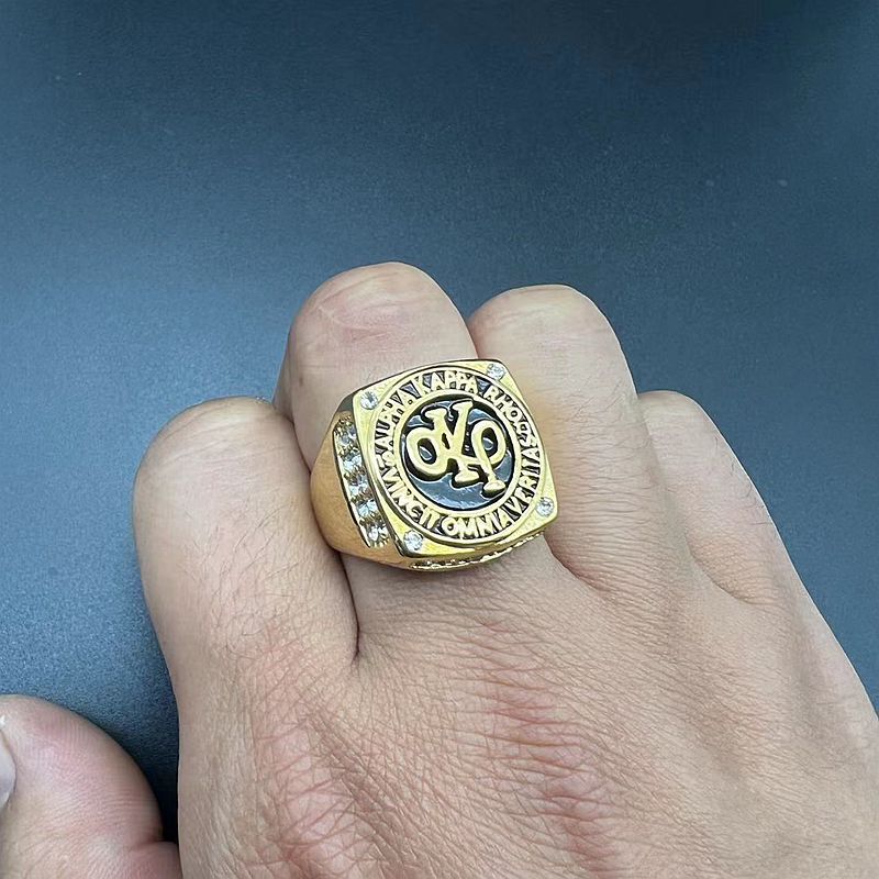 Mens Ring Stainless Steel Gold Plated Rhinestone AKP Planderful Everyday Genie Size 7 to 13