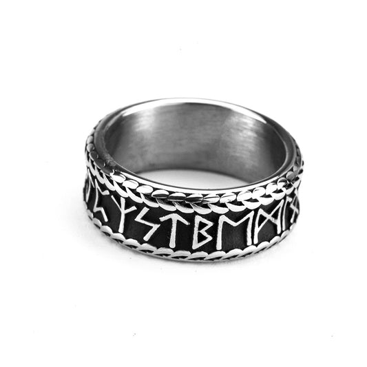 European And American Jewelry Wholesale Men's Titanium Steel Ring Retro Stainless Steel Viking Rune Ring
