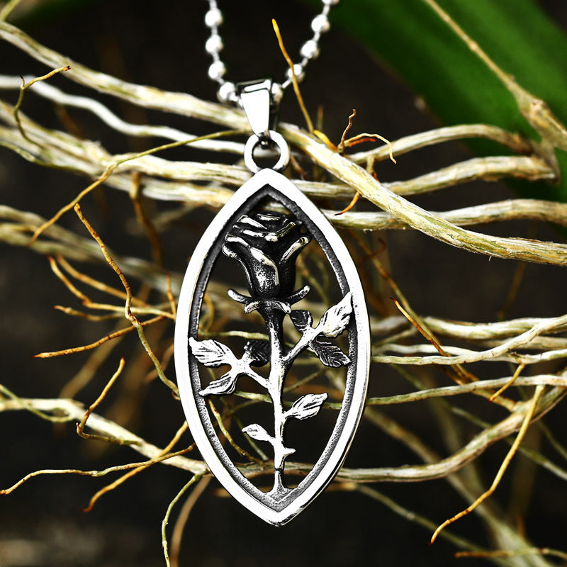 Stylish Retro Rose-Shaped Titanium Steel Pendant for Unisex - Minimalist Stainless Steel Accessory