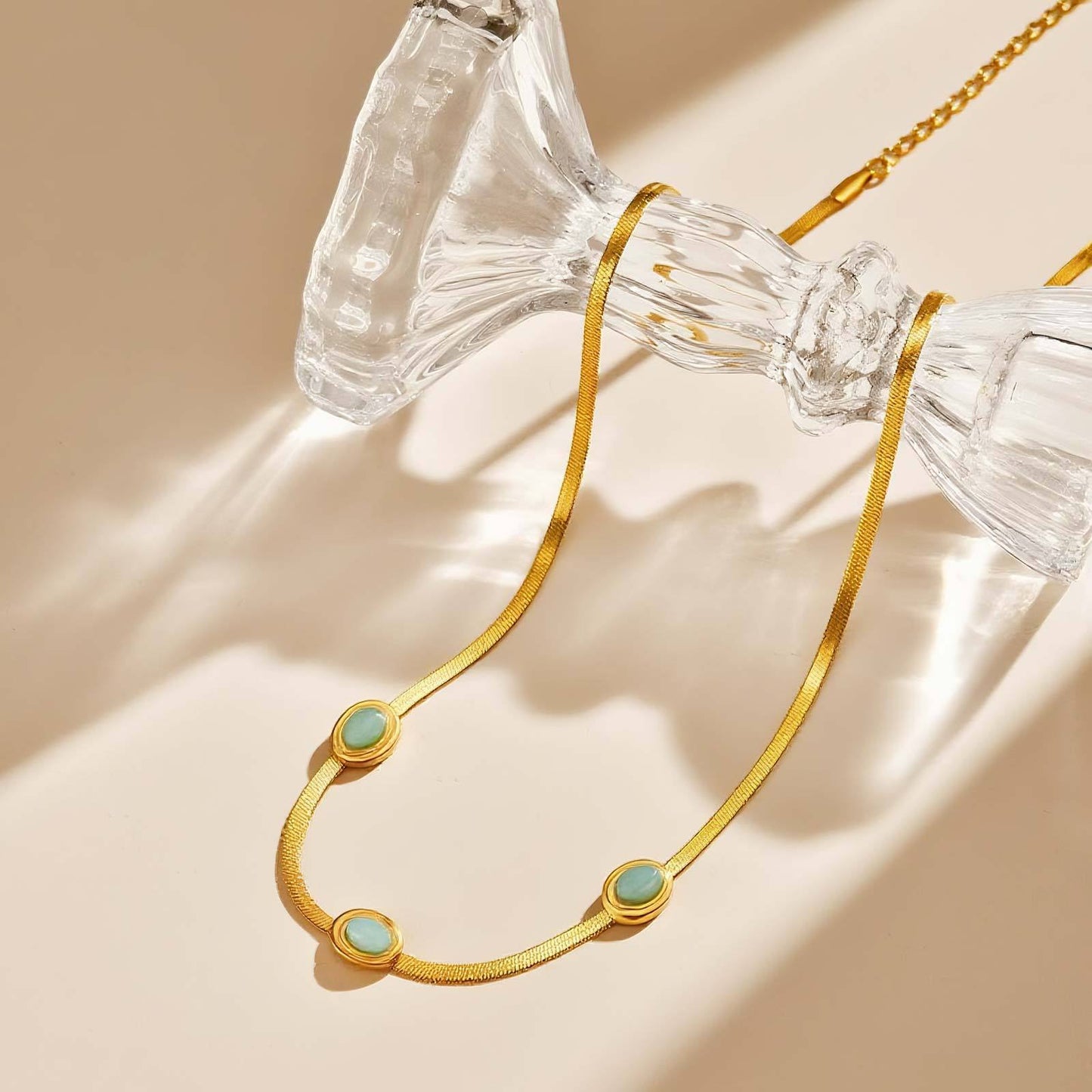 Stainless Steel Turquoise Blade Necklace Female Gift Collarbone Chain