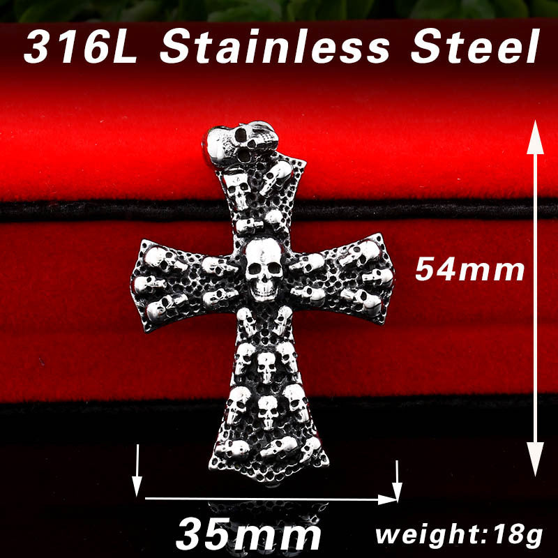 Unique Retro Skull Cross Pendant for Men - Titanium Steel Wholesale Accessory