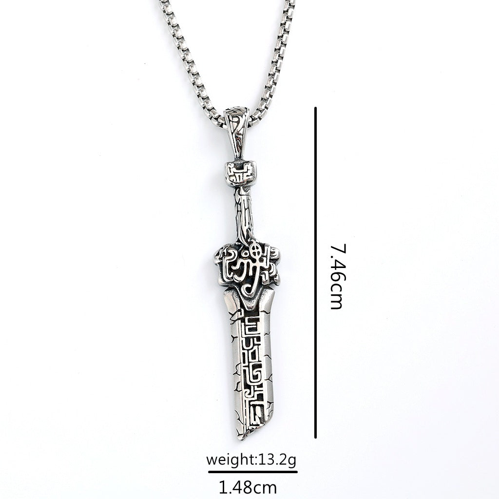 Vintage Dagger Stainless Steel Pendant Necklace