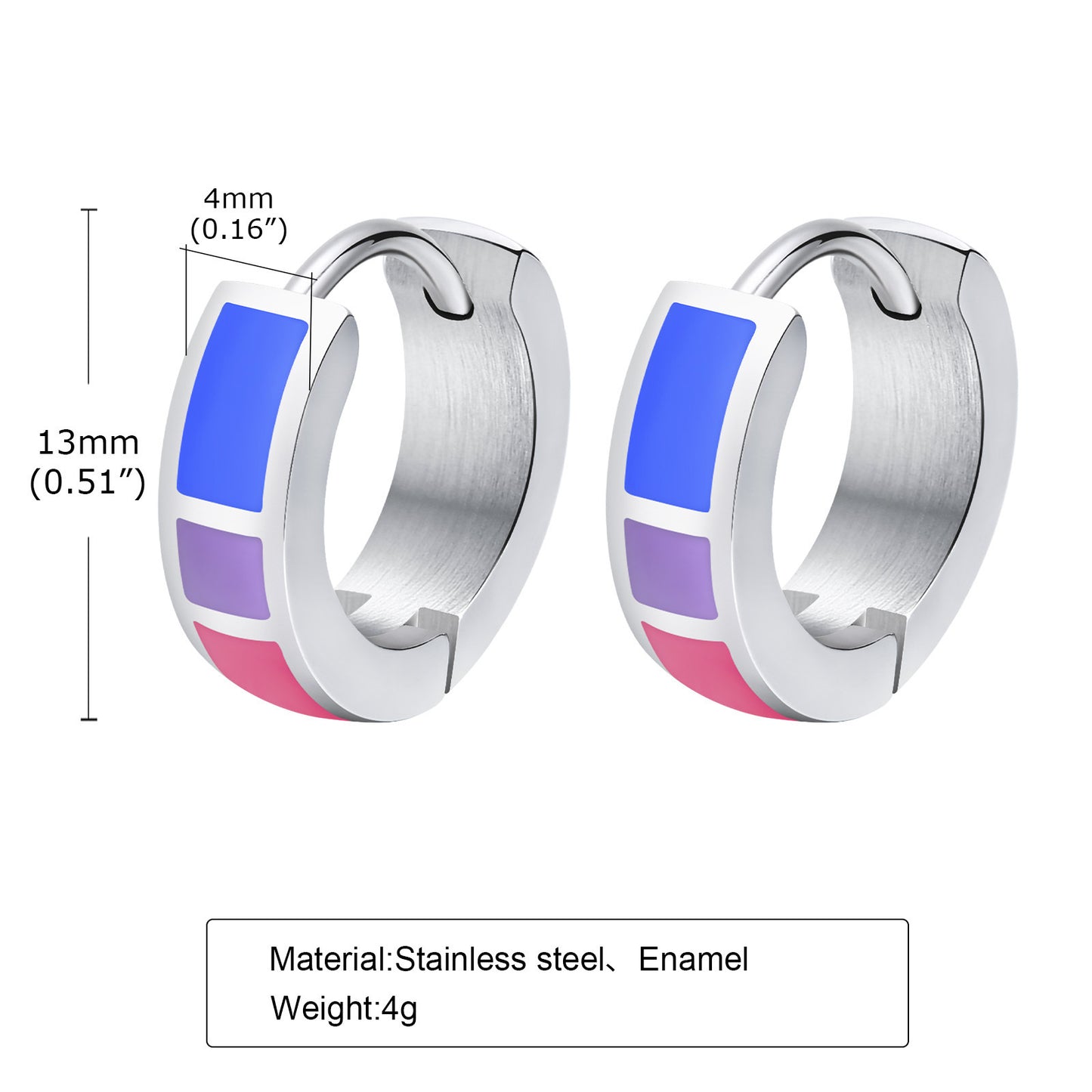 Planderful Unisex Stainless Steel Colorful Earrings