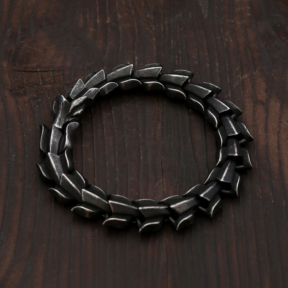 Planderful Mens Titanium Steel Keel Bracelet Customizable Punk Style Chain Jewelry