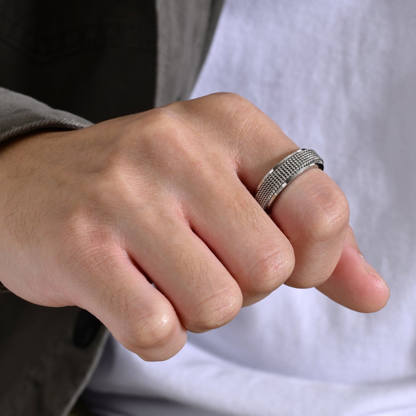 Men's Titanium Steel Ring Stainless Steel Mesh Rotary Ring