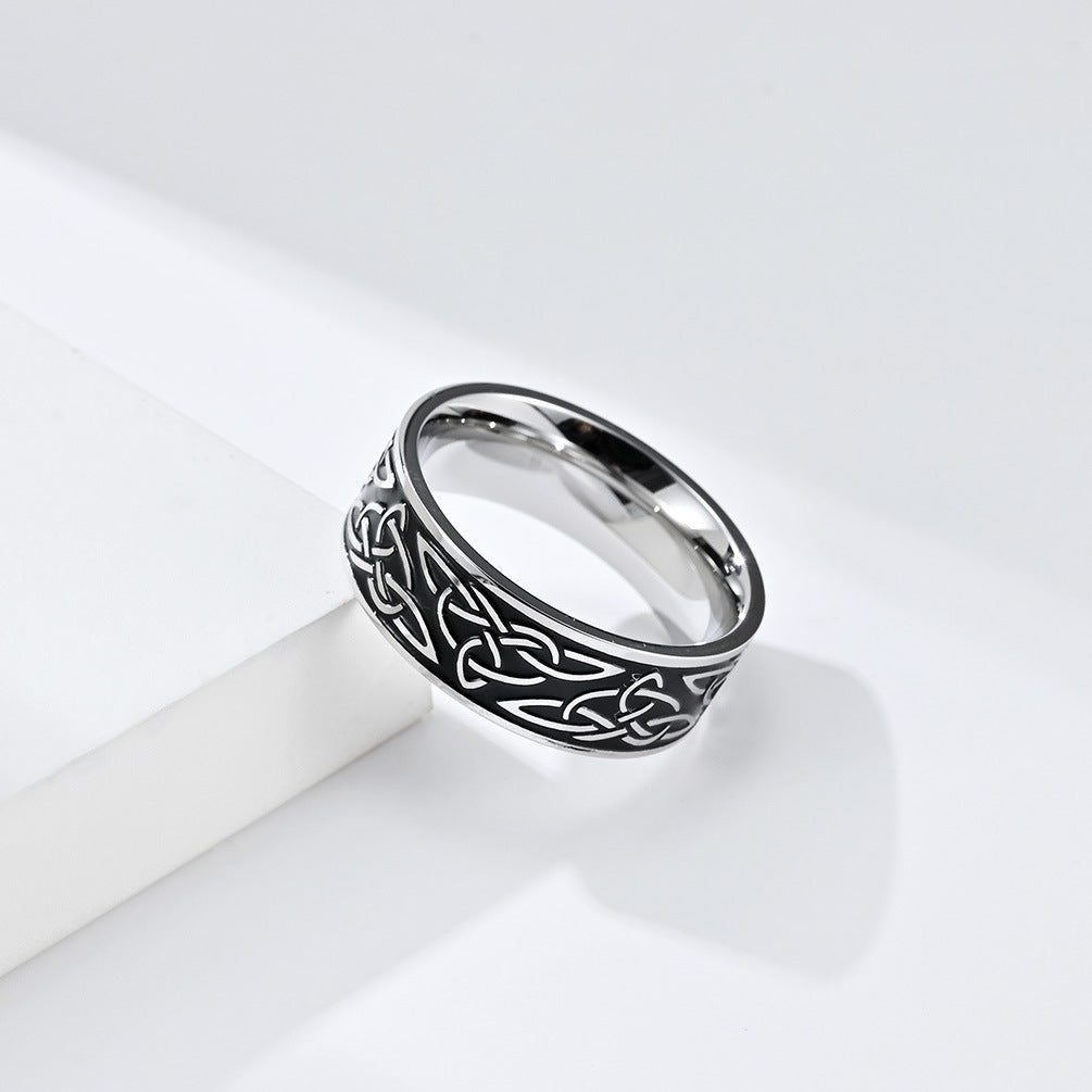 Amazon Nordic Celtic Triangle Knot Titanium Steel Ring for Men
