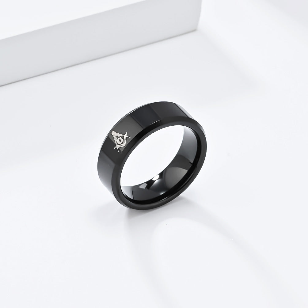 Cross-Border European and American Masonic Tungsten Ring