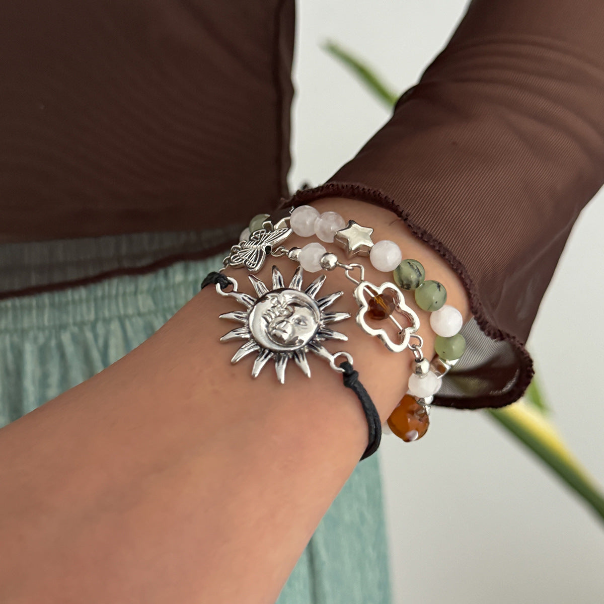 Planderful Vienna Verve Ethnic Wind Star Bracelet For Women Retro Gravel Statement Jewelry