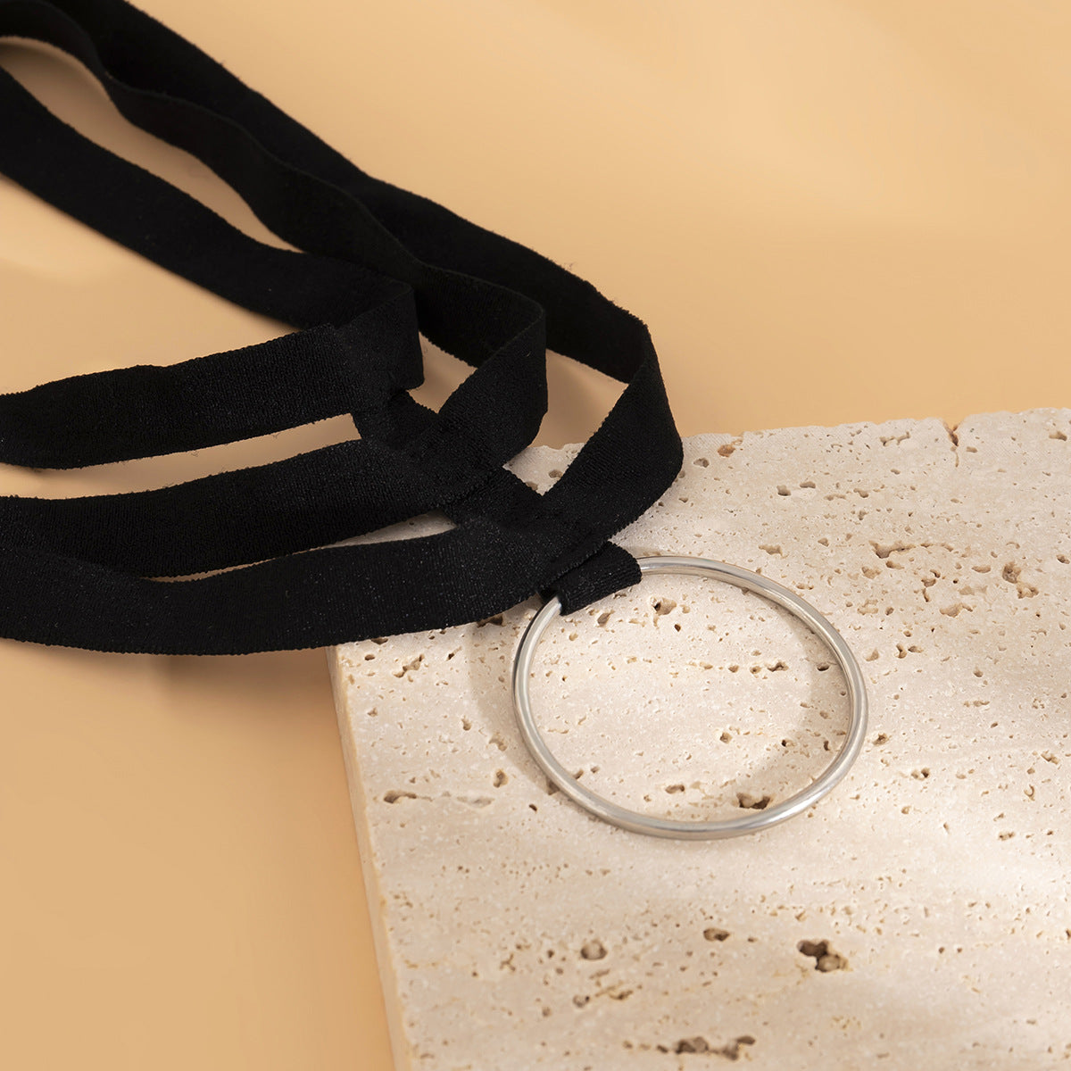 Planderful Punk Ring Pendant Necklace Vienna Verve Multi Layer Metal Chain For Women