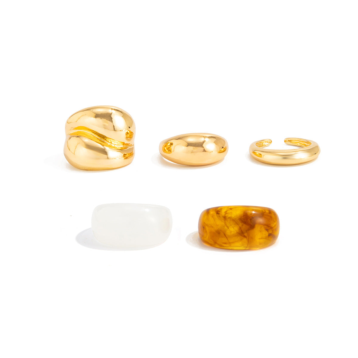 Planderful Geometric Landscape Ring Set With Resin Inlay Vienna Verve Collection Statement Jewelry For Women