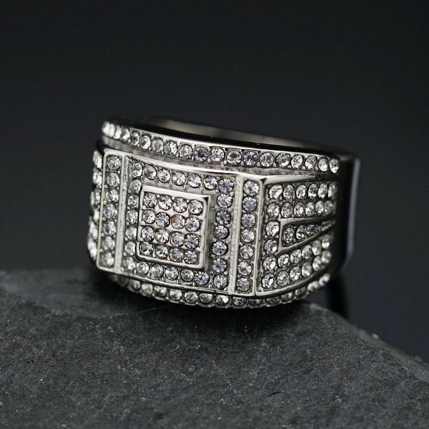 Planderful Everyday Genie Stainless Steel Zircon Ring For Men Unisex Hip Hop Style Statement