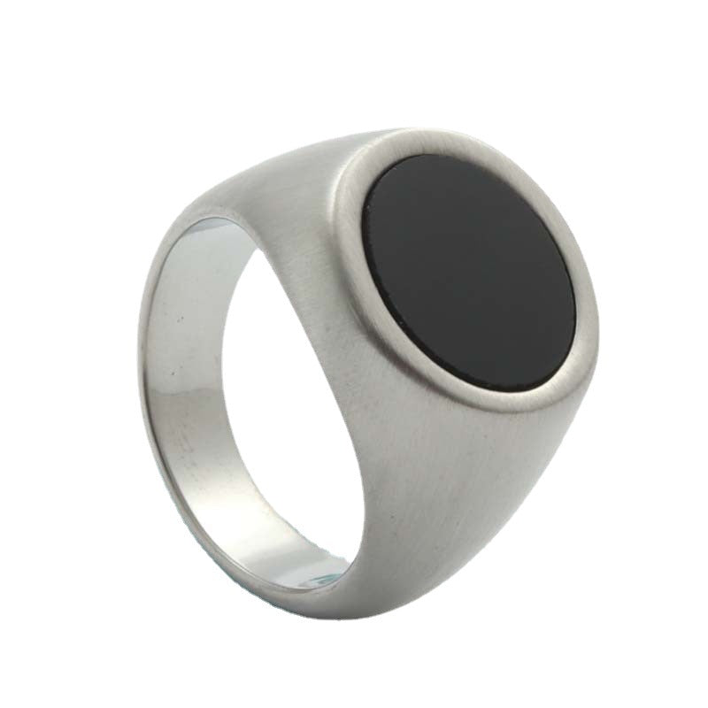 Retro Titanium Steel Epoxy Ring for Men - Trendy Stainless Steel Acces ...