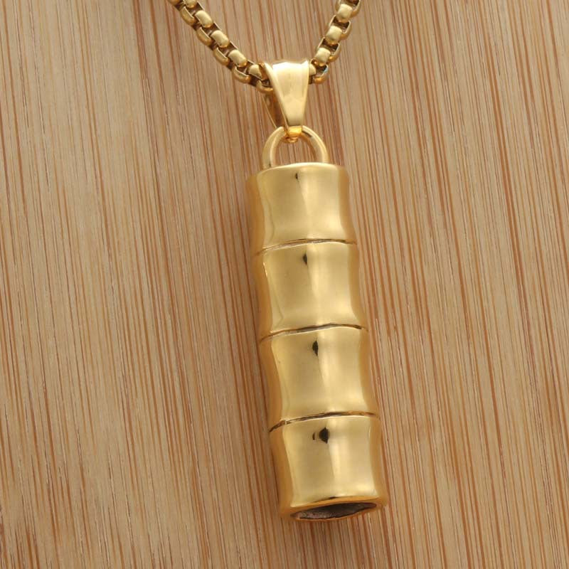 Personalized Retro Titanium Steel Bamboo Pendant Necklace for Men – Trendy Punk Style