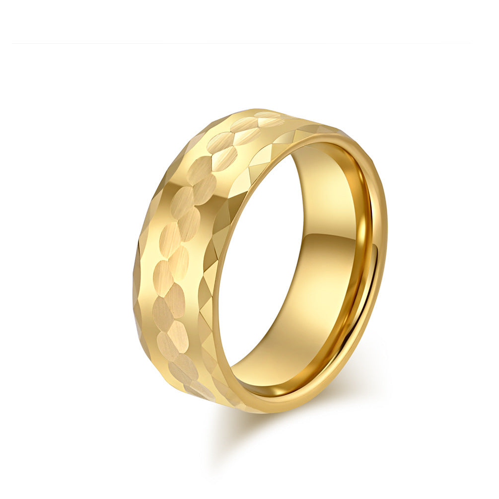 Simple Design Wind Men's Tungsten Steel Gold Ring Jewelry