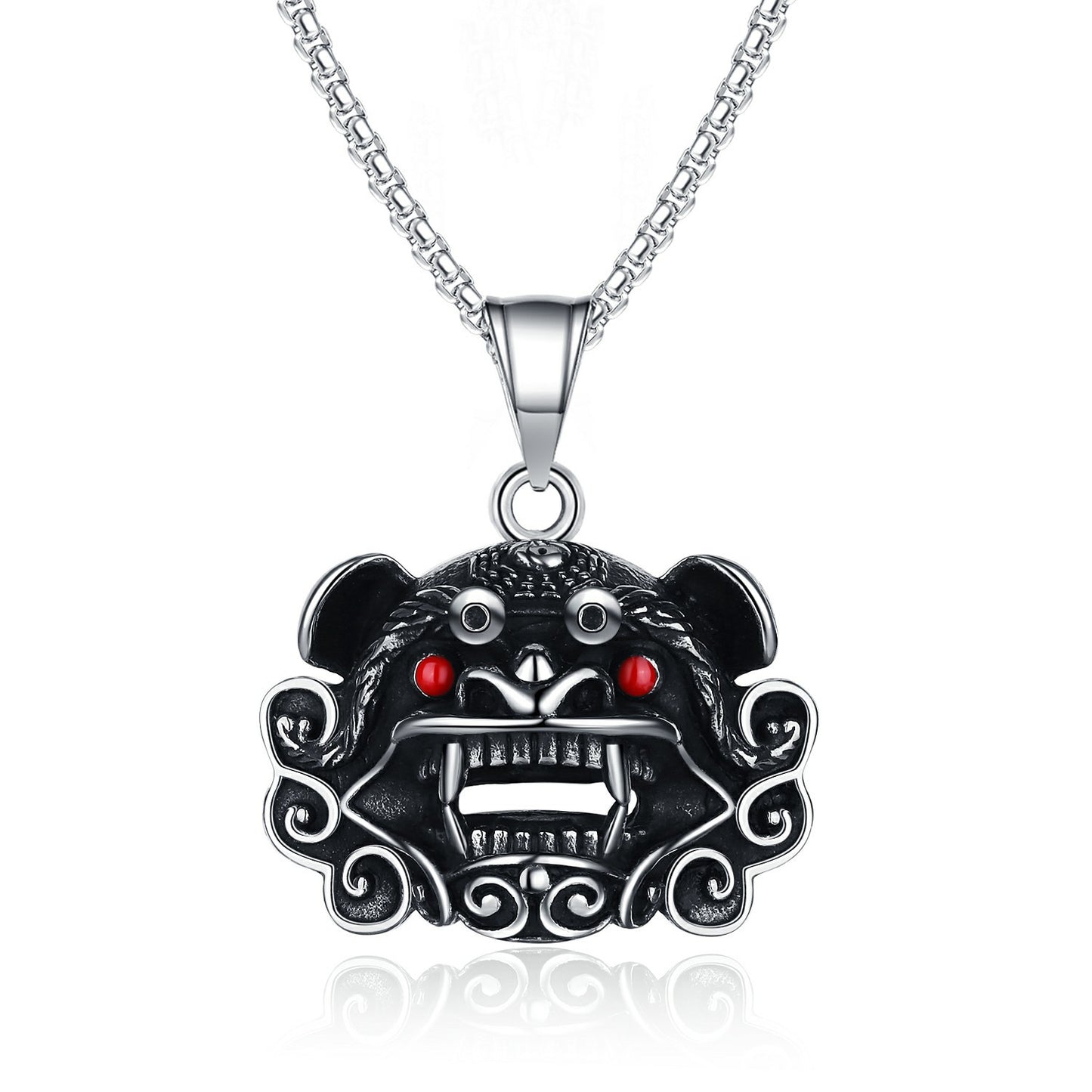 Steel Necklace - Vintage Lion Head Pendant