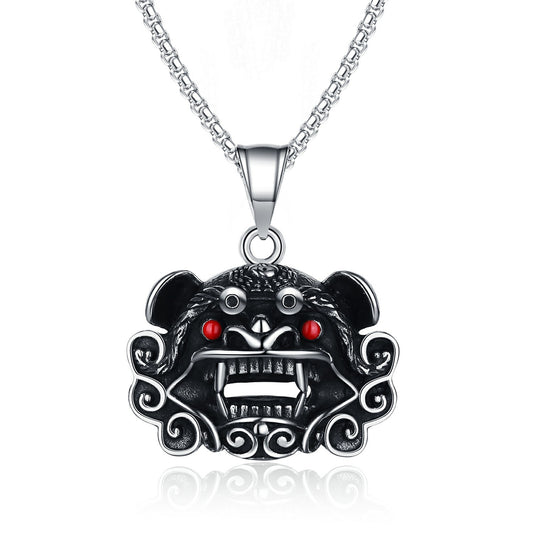 Steel Necklace - Vintage Lion Head Pendant