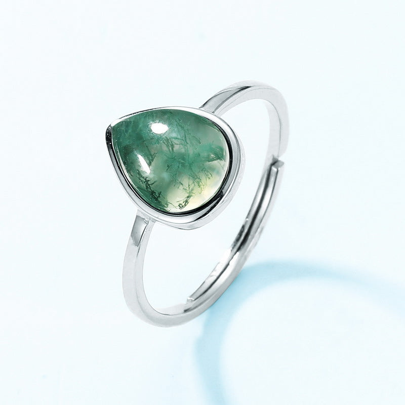 S925 Sterling Silver Moss Agate Signature Ring