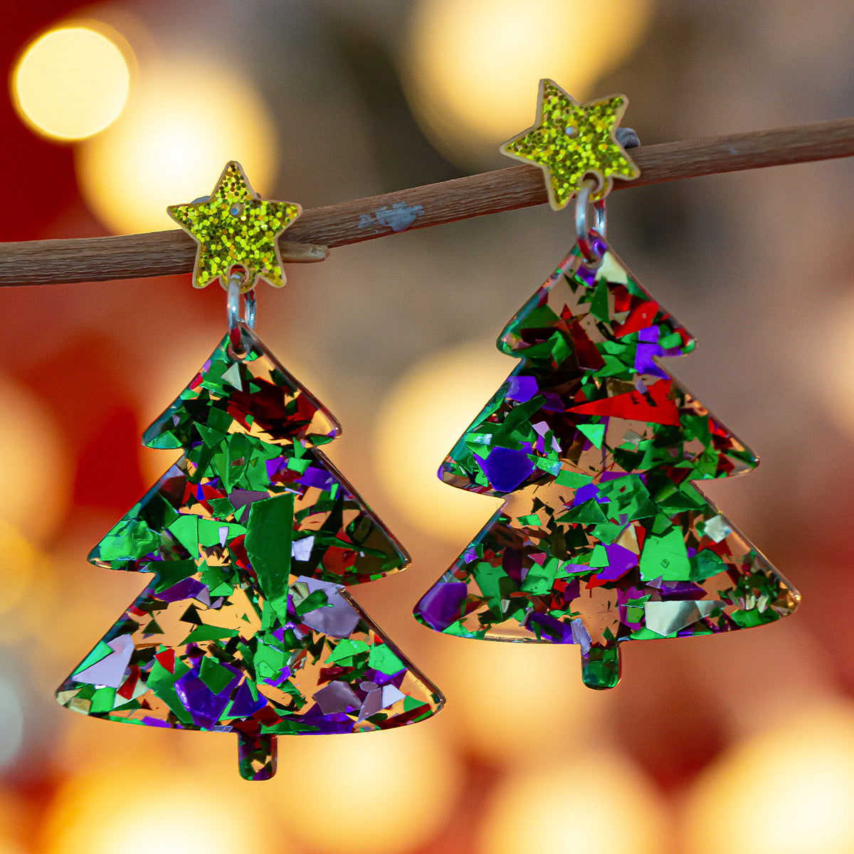 Planderful Vienna Verve Christmas Earrings Fringed Pendant For Women Elk Tree Design Statement