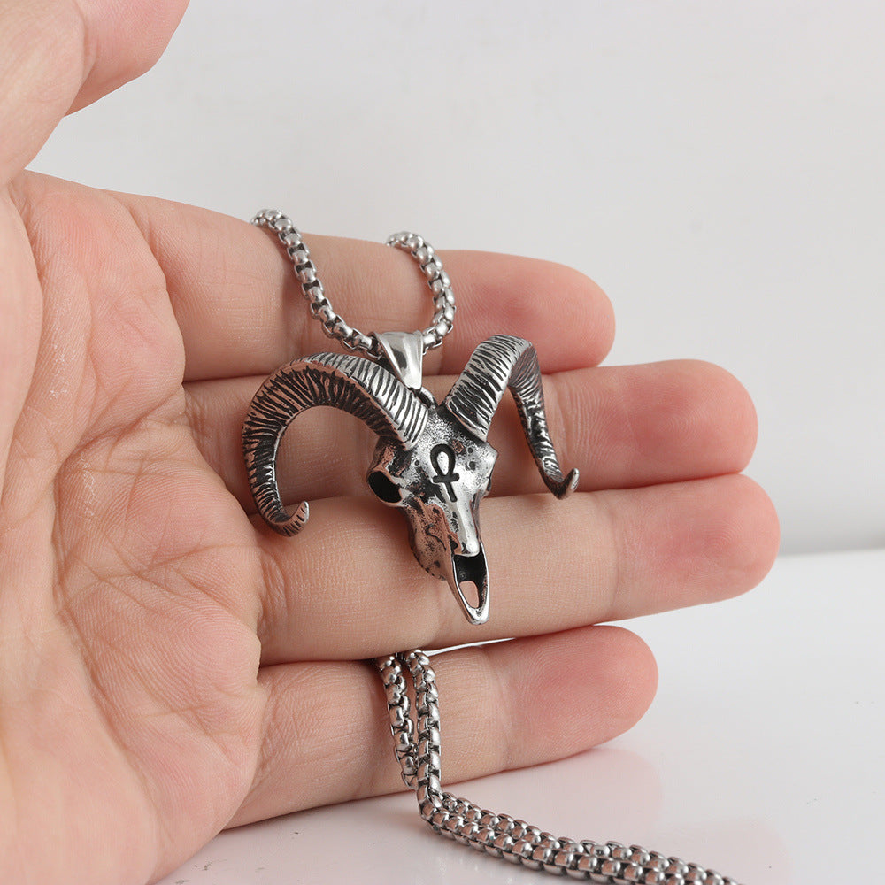 European And American Stainless Steel Sheep Head Pendant