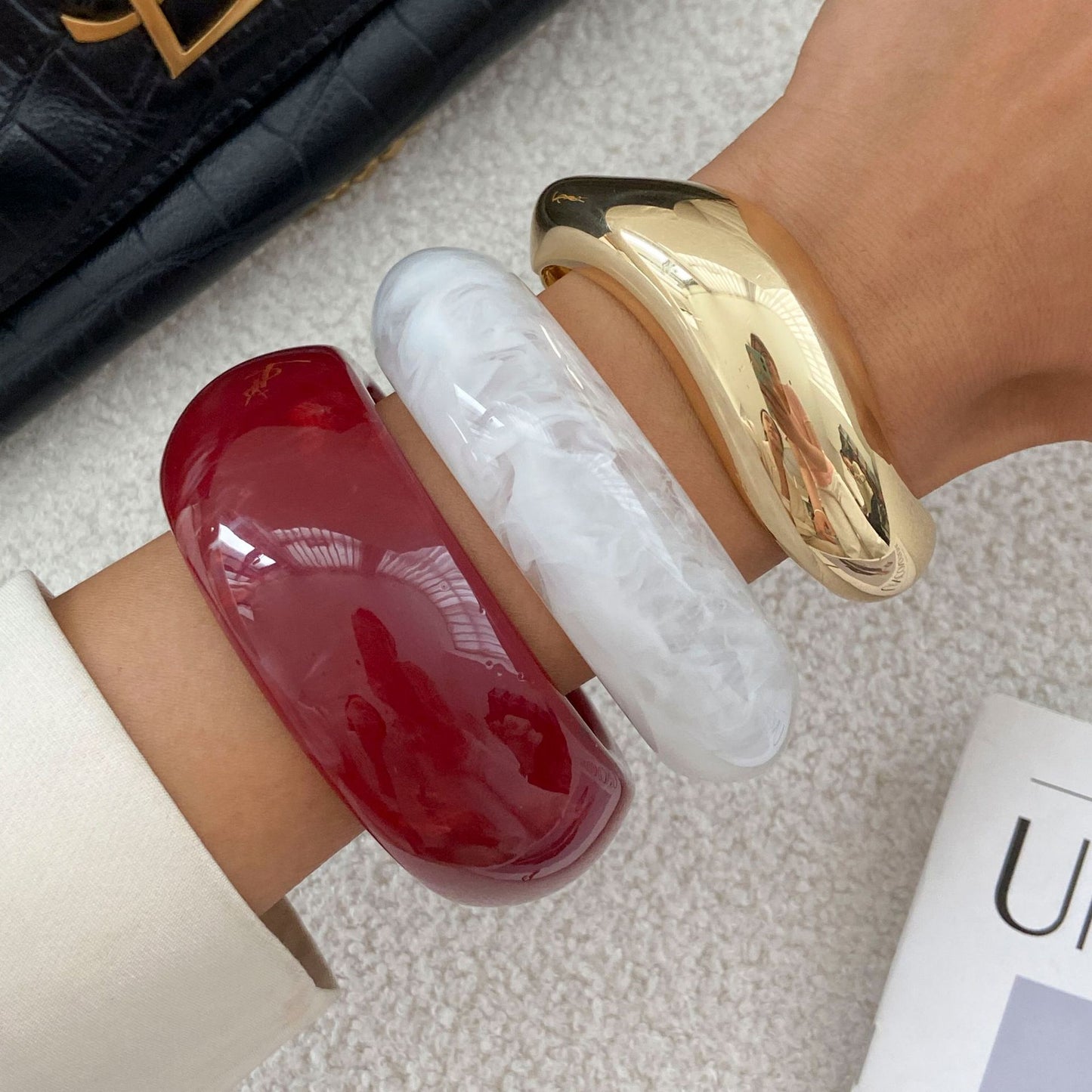 Street Shot Smudging Irregular Wide Bracelet Geometric Exaggeration Spring Buckle Opening Bracelet