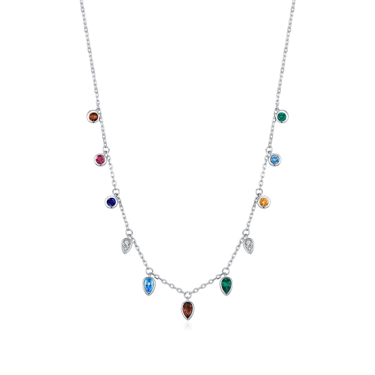 925 Sterling Silver Red Zircon Necklace