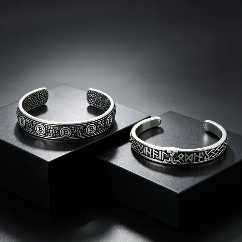 Nordic Viking Rune Rune Thor's Hammer Open Bracelet Celtic Knot Life Tree Stainless