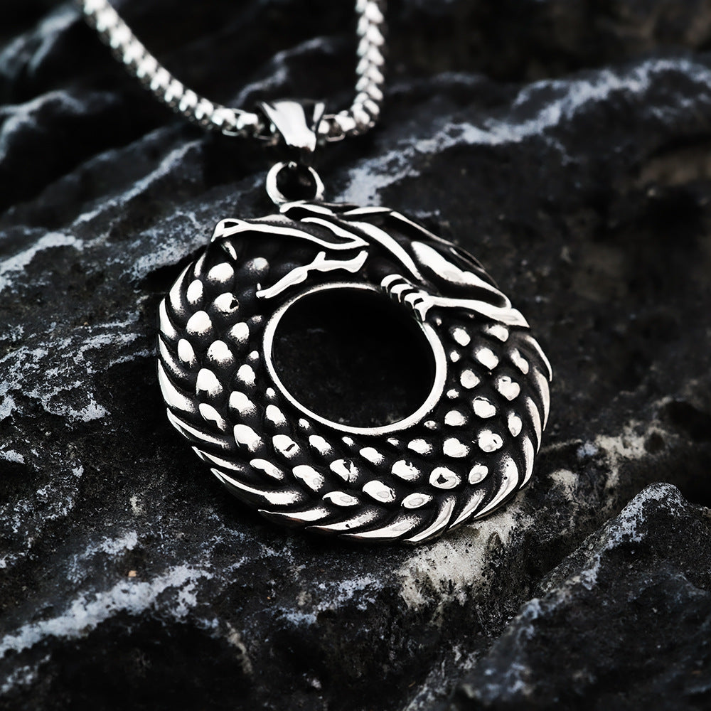 Nordic Retro Stainless Steel Men's Pendant Viking Dragon Design