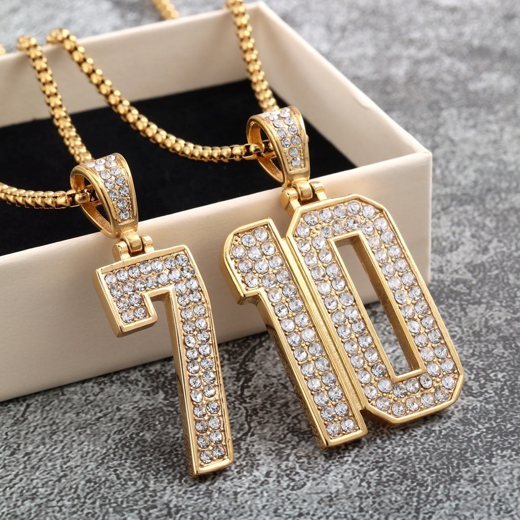 Single-Sided Zircon Stainless Steel Men's Pendant Necklace