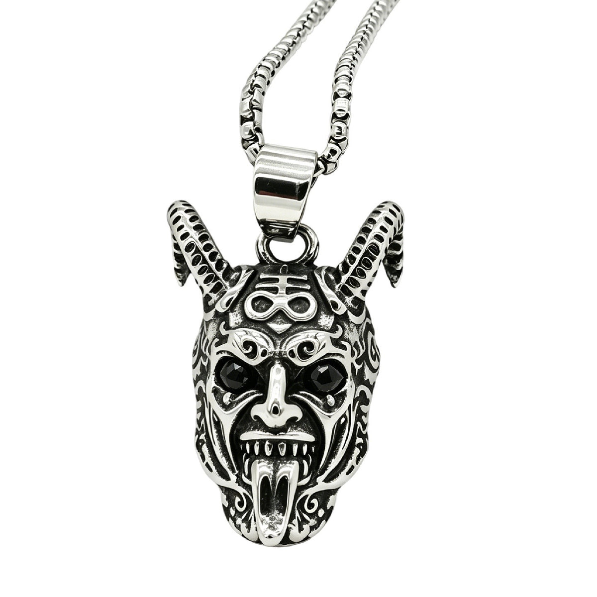 Horned Beast Skull Titanium Steel Pendant Necklace