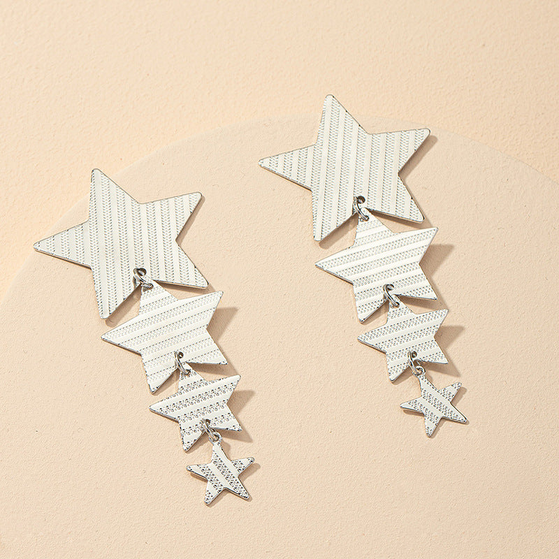 Exaggerated Fashion Metal Star Earrings - Wholesale Pair for Women's Cross-Border Style