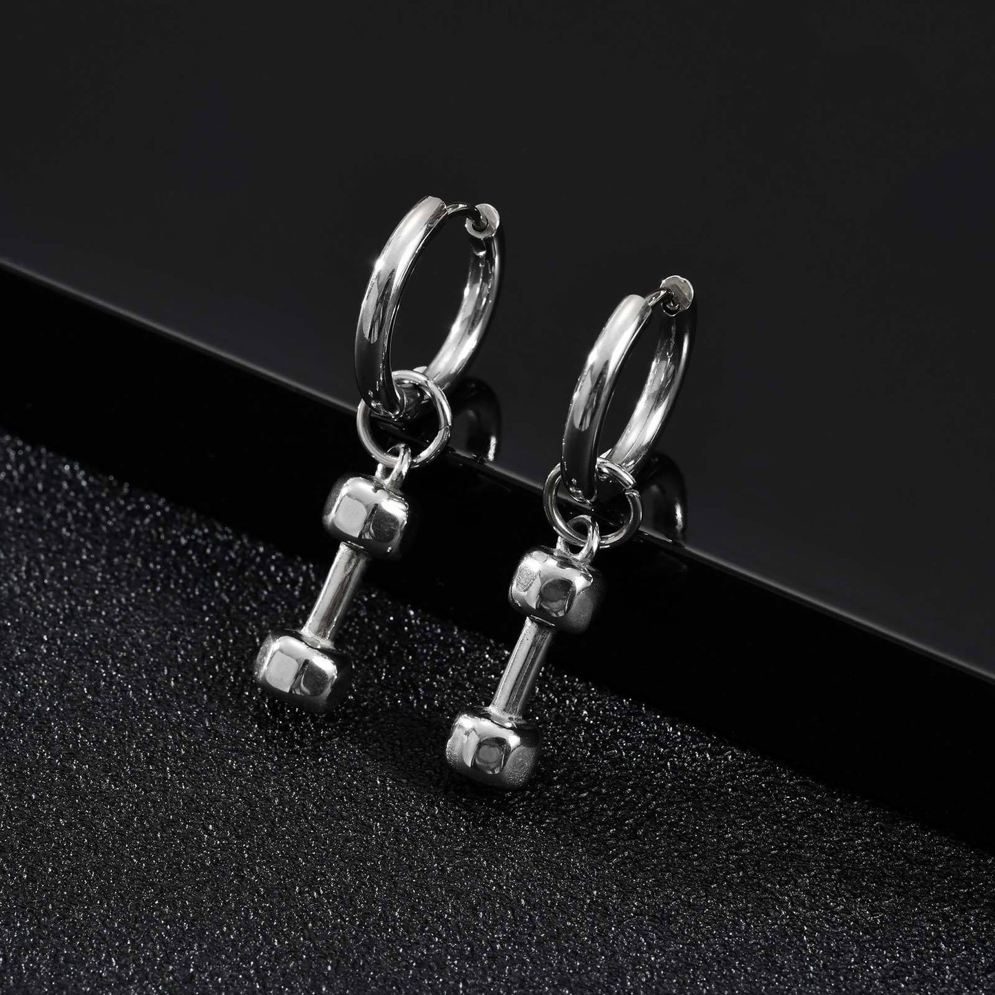 Planderful Trendy Stainless Steel Dumbbell Earrings For Men