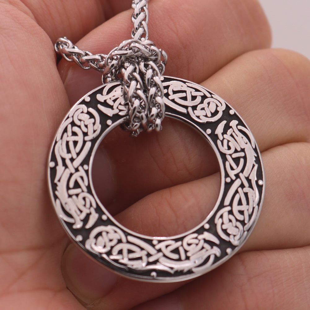 Norse Legacy Viking Odin Rune Necklace with Stainless Steel Amulet
