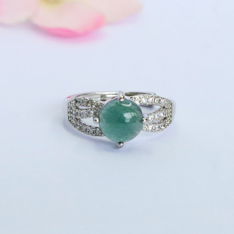 Blue-Water Jadeite Star Glow Ring