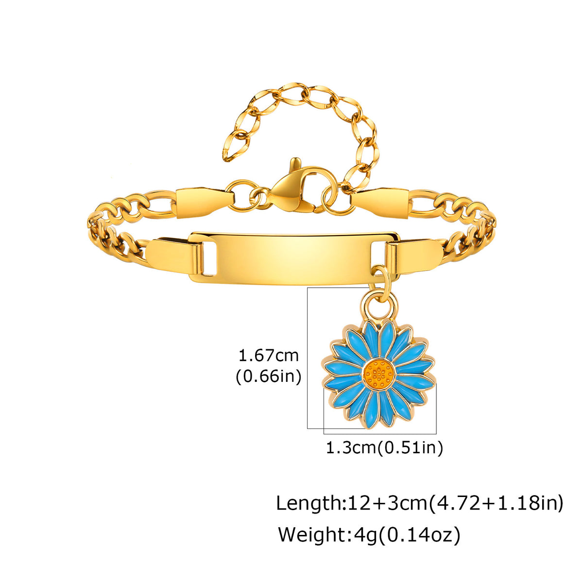 Engravable Sunflower Stainless Steel Bracelet