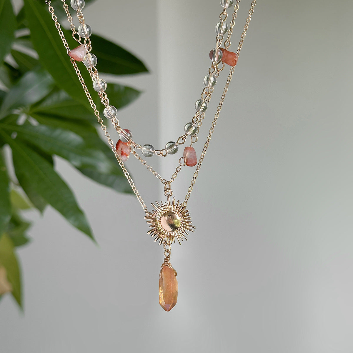 Planderful Vienna Verve Necklace – Multi-Layer Sun Pendant Design