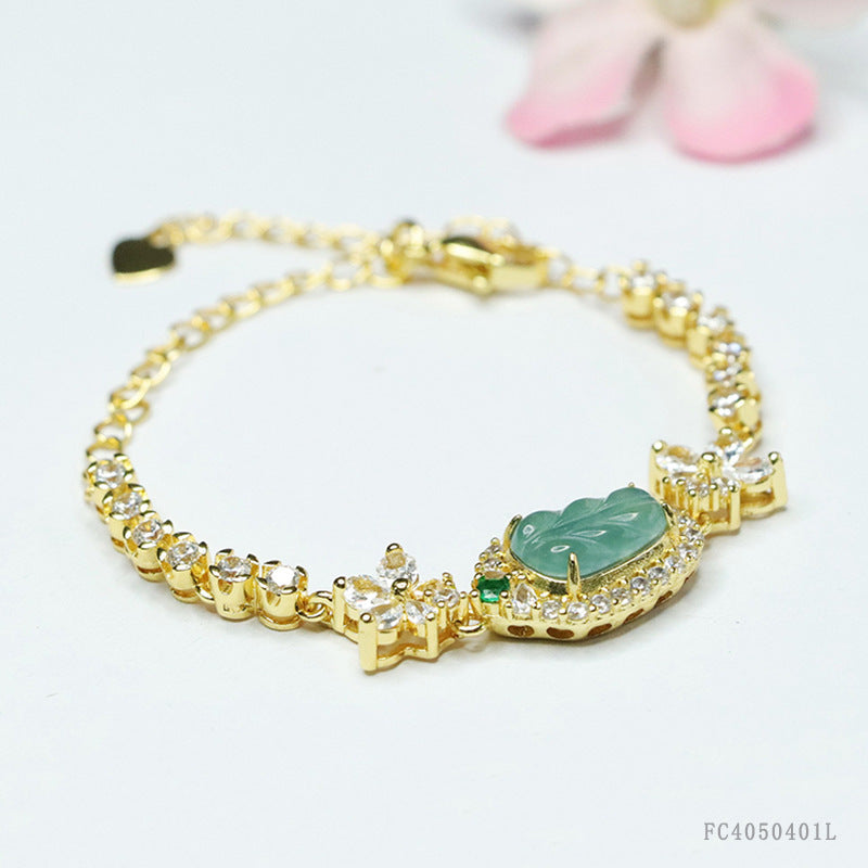 Blue Water Jadeite Leaf Bracelet