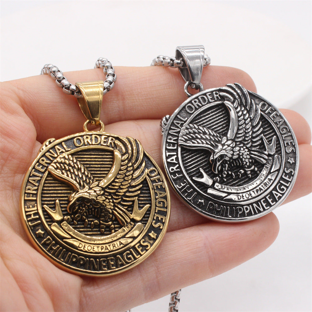 Planderful Everyday Genie – European and American Retro Eagle Men's Titanium Steel Pendant Necklace