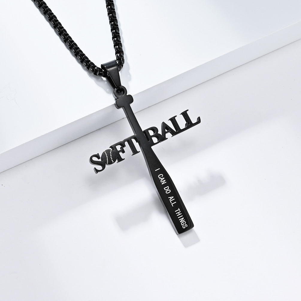 Baseball Necklace Titanium Steel Gold Letter Pendant For Athletes By Planderful Everyday Genie